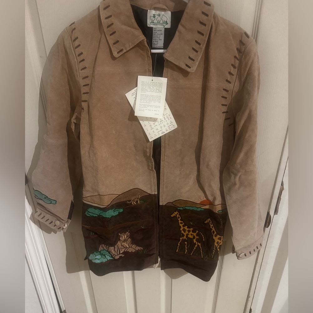 NWT Quacker Factory Safari Jacket Women’s X-Small Suede Leather Full Zip